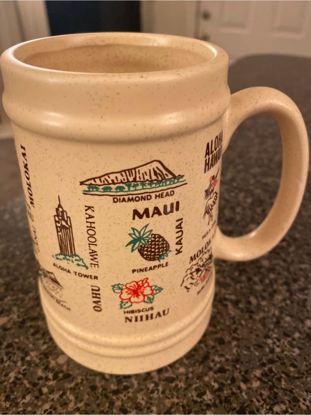 Maui Souvenir Ceramic Coffee Mug - Cream Pineapple Design